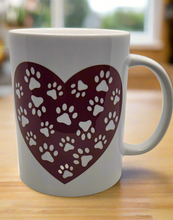 Load image into Gallery viewer, 15 ounce Candle Mug -- Paw Print Heart Mug