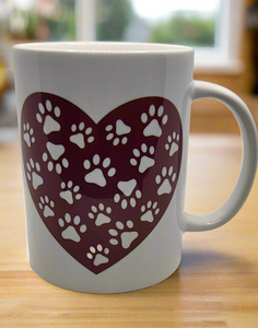 15 ounce Candle Mug -- Paw Print Heart Mug